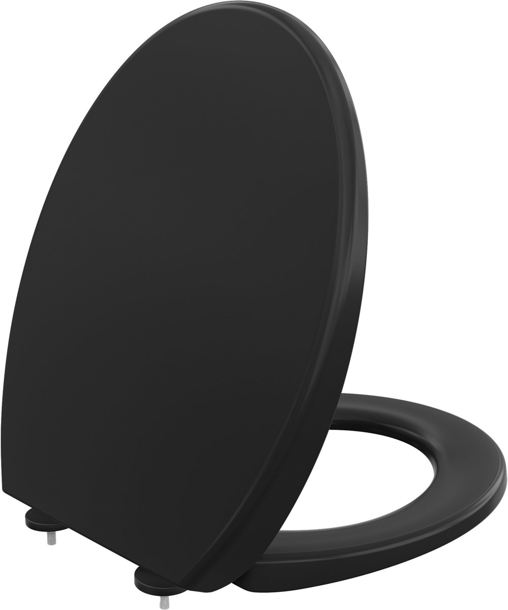 Anycee Zwarte Toiletbril - Duroplast - Soft Close - Quick-Release - RVS-Scharnieren - 150 kg Draagvermogen