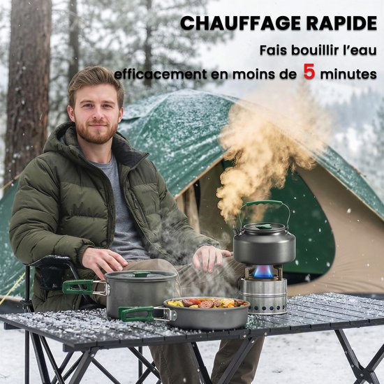Outsunny Camping kookgerei set - Aluminium, staal - 19 x 19 x 10 cm - Grijs — afbeelding 2