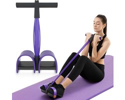 Elastische Buikspiertrainer - Ab Trainer - Buikspiertrainer - Resistance Fitness Weerstand Pedaal Band - Sit-up Trainingsapparaat - Workout Apparatuur 6 Tube Touw - Elastisch Trekkoord - Workout Apparatuur - Fitness/Afvallen/Training/Yoga - Paars