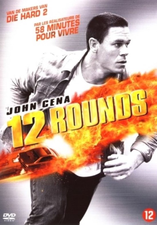 DVD-cover: John Cena met een vuurbal en "12 ROUNDS" in gele letters.