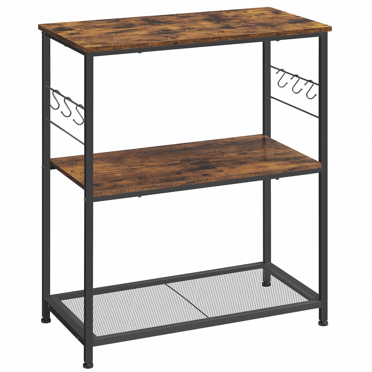 Keukenkast / keukeneiland met planken – Industrieel design – 80 x 40 x 90 cm – Bruin met zwart
