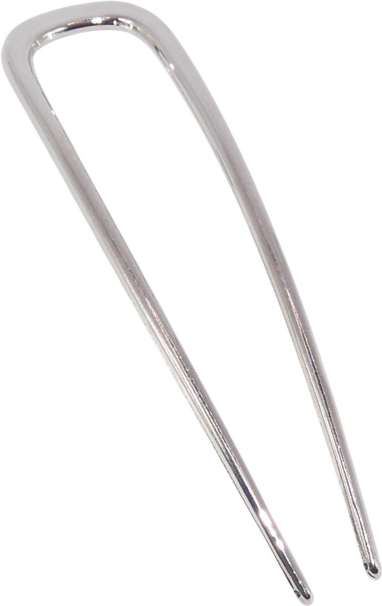 Haarpin U-vorm van metaal zilverkleurig - lengte 12,5 cm / breedte 3 cm