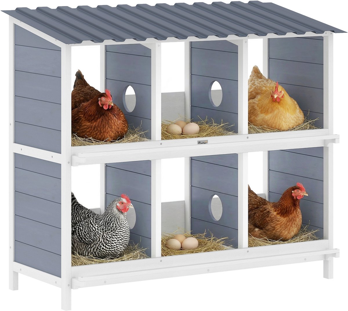 PawHut Nestkasten-Grenenhout, PET-102L x 50B x 91H cm-Grijs