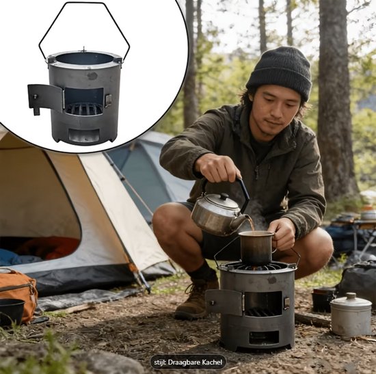 Houtskool Fornuis - Raketkachel Camping - Buiten Koken - Koken zonder gas of elektra - Energie crisis - Hout of Pellets — afbeelding 3