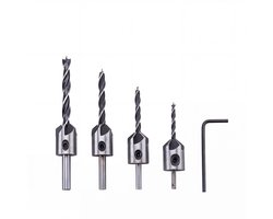 RBST Verzinkboren Set van 4 - Verzinkboor 3/4/5/6 mm - Boorset voor Hout en Kunststof - Incl. Inbussleutel - Verwisselbare Boortjes