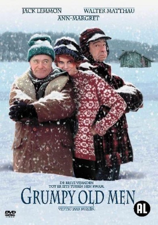Jack Lemmon, Walter Matthau en Ann-Margret in de sneeuw. Twee chagrijnige oude mannen.