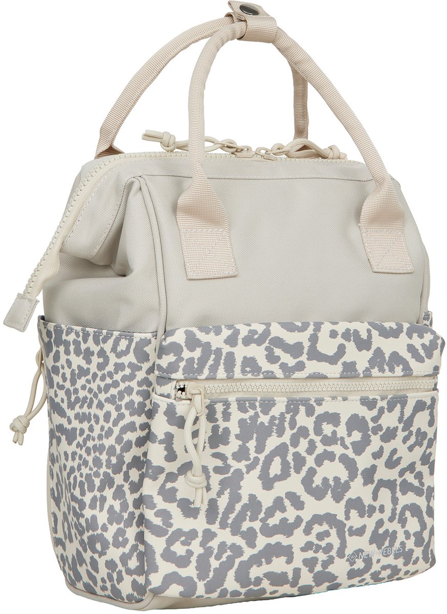 New Rebels Urban Leopard Weverly Rugzak Werktas 10L Laptop Rugzak PU Nylon Beige