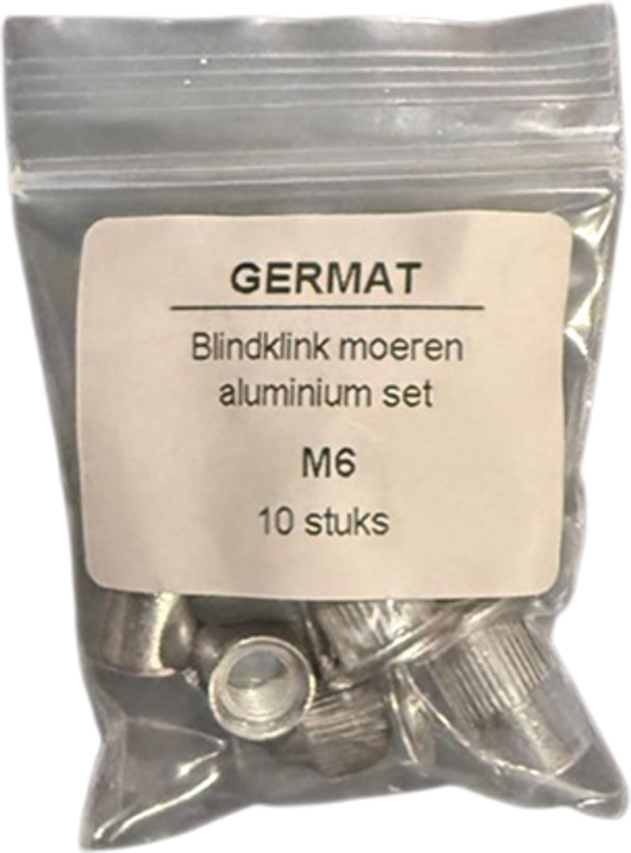 Germat Blindklinkmoeren M6 Aluminium – Popmoeren / Blindmoeren – 10 Stuks – Voor Dun Plaatmateriaal & Profielen – Professioneel