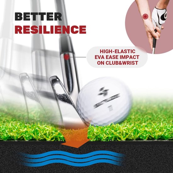 Golfslagmat - Golfoefenmat - Grote Opvouwbare Golfmat - 3-in-1 Grasmat - Fairway, Rough & Tight Lie - Golf Training - Chipping, Putting & Driving - Draagbaar - Indoor & Outdoor - Golftrainer - Kunstgras - Golf Accessoires - 3 Grassoorten van Merkloos — afbeelding 2