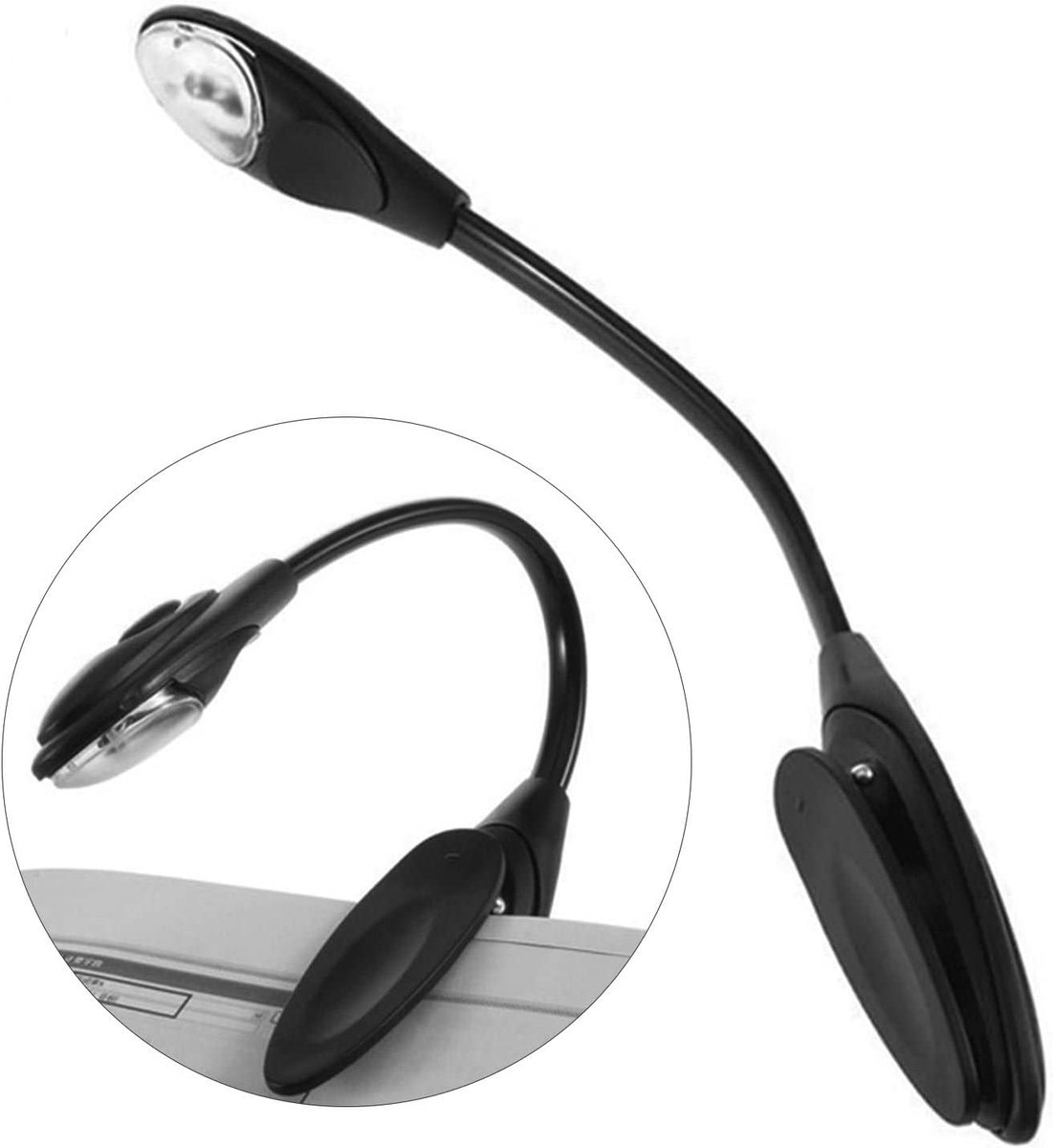 Led Boekenlamp - Draagbare Leeslamp - Lezen in Bed - Duurzame Klemlamp - 30 Gram - Zwart — cadeau in Gadgets - foto 5