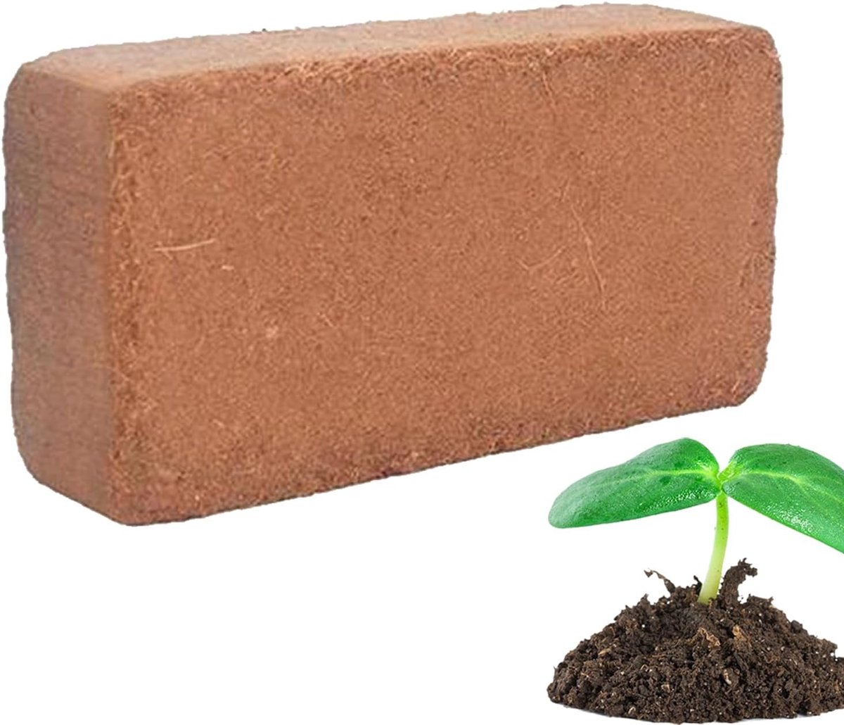 Kokosgrond Baksteen - Potgrond Medium - Planten Kweken - Vochtregulerend PH-Gebalanceerd - 20x10x5 cm - Bruin