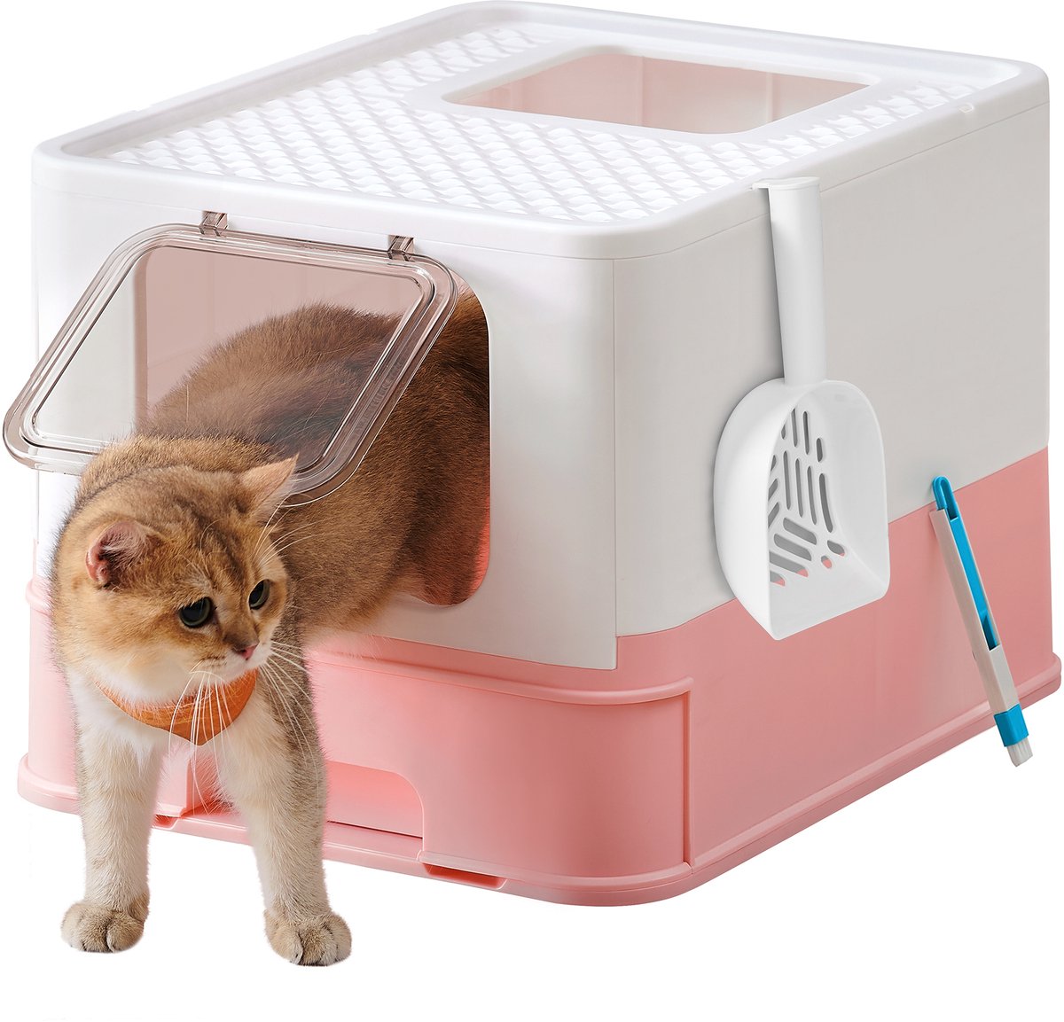 Feandrea - Kattenbak - Met Deksel - Uitschuifbare Lade - Lekvrije Bodem