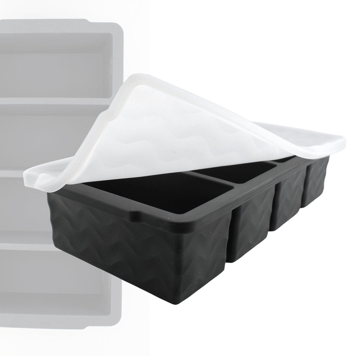 DeCor Food Cubes – Siliconen Diepvriesbakjes met Deksel – 4x 250 ml – Donkergrijs – Verstevigde Rand – Meal Prep & Vriezer