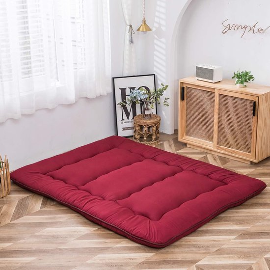 Japanse futonmatras - Vloermatras slaapkussen - Ruimtebesparend slapen - Traagschuim comfortlaag - 190 x 90 x 10 cm - Geel — afbeelding 4