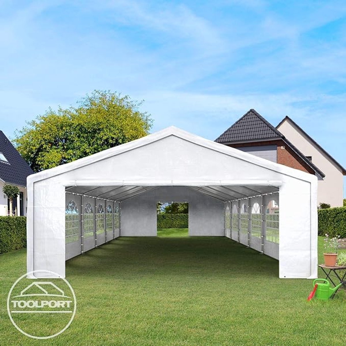Partytent 4x5m PE Waterdicht met Zijwanden – Vrijstaand Tuinent / Feesttent met Volledig Verzinkt Stalen Frame Ø38mm, Grote Paviljoen Tent voor Tuin, Bruiloft & Evenementen – Laura