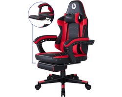 Stane Verstelbare Ergonomische Gamestoel met Voetsteun - Bureaustoel Gaming chair - Game Stoel Rood/Zwart