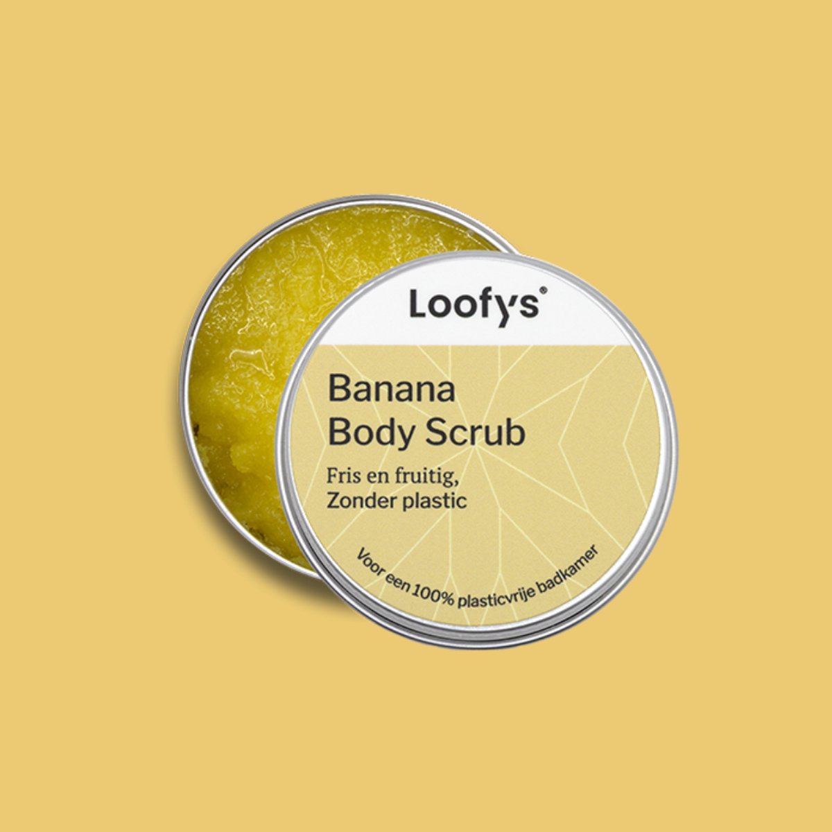 Loofys Body Scrub Banana - Natuurlijke & Exfoliërende Lichaamsscrub - Plasticvrij, Vegan & Duurzaam - Herbruikbaar Blikje - 30g