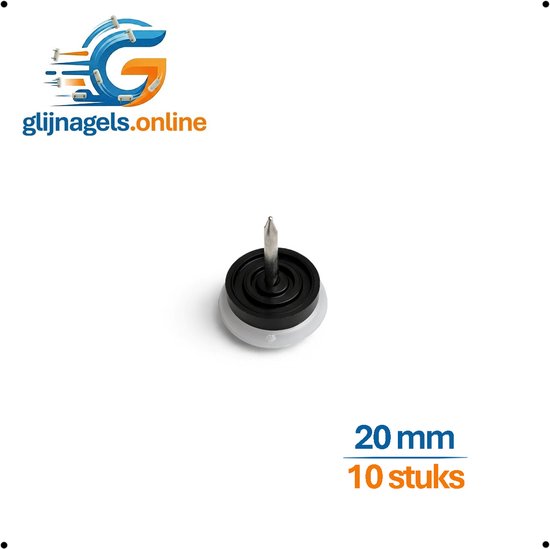 10 STUKS PREMIUM GLIJNAGELS rond 20 mm wit – Meubelglijders – Vloerglijders – Meubeldop – Glijdop – Meubelpoten glijders – Vloerbeschermers – Bescherming tegen krassen – Geluiddempend – Voor kasten, tafels stoelen en banken – Binnen en buiten