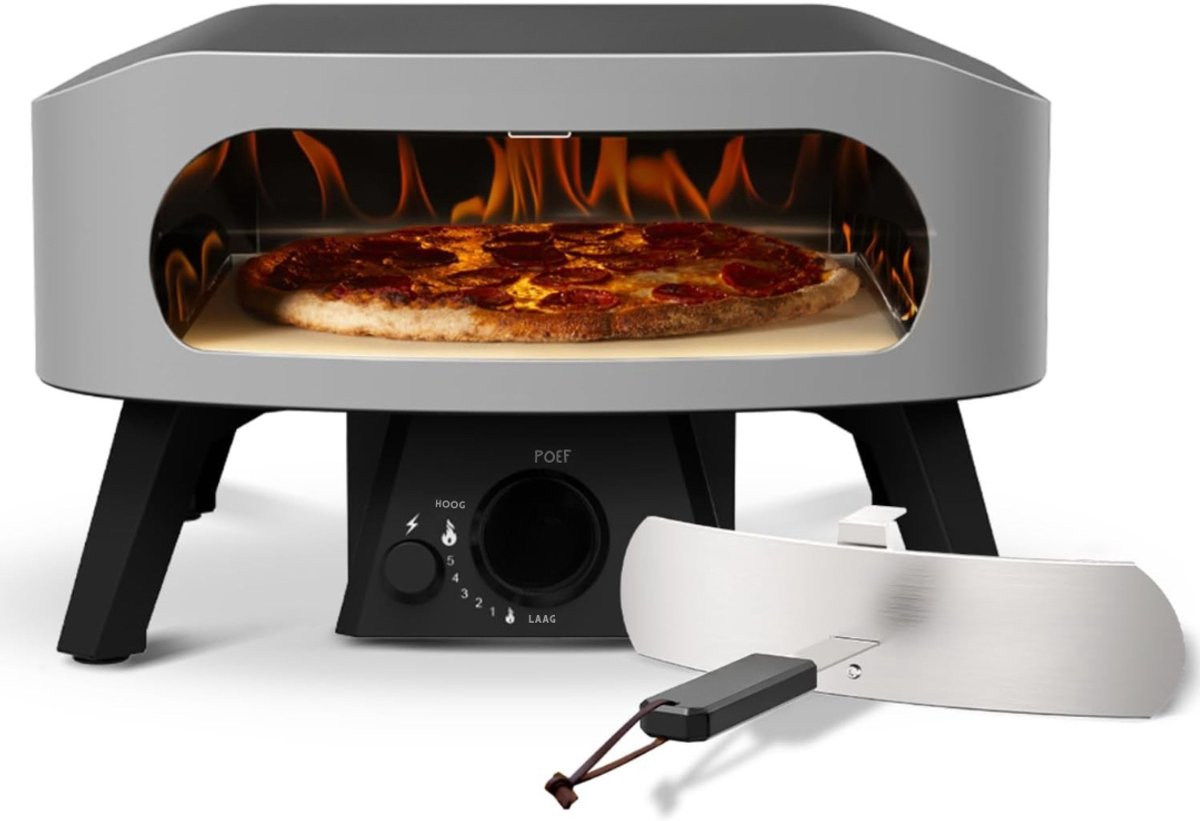 REN® Pizza oven Buiten - Pizza oven Buiten - Pizza oven Buiten Gas - Automatische ontsteking - Thermometer - Zwart - 57cm x 50cm x 30cm
