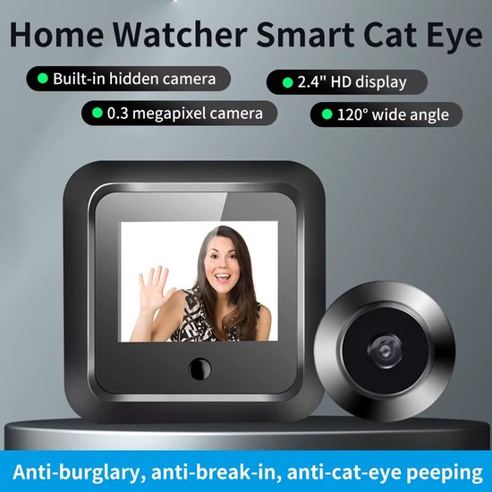 2,4 Inch Digitale Kijkgaatje Camera - 120° Breedbeeld - Smart Deur Viewer Beveiligingsmonitor - 240x320 HD Resolutie - Visuele Deurbel met 300.000 Pixels van Merkloos — afbeelding 5