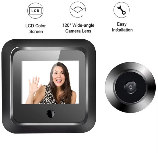 2,4 Inch Digitale Kijkgaatje Camera - 120° Breedbeeld - Smart Deur Viewer Beveiligingsmonitor - 240x320 HD Resolutie - Visuele Deurbel met 300.000 Pixels van Merkloos — afbeelding 4