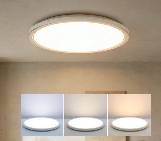 Plafonnier LED EpochGlo avec Capteur de Mouvement – 18W, 1800 Lumens, Capteur Micro-ondes, 3 Températures de Couleur (3000K/4500K/6000K), IP44, Ultra Plat Ø22 cm – Pour Intérieur & Extérieur