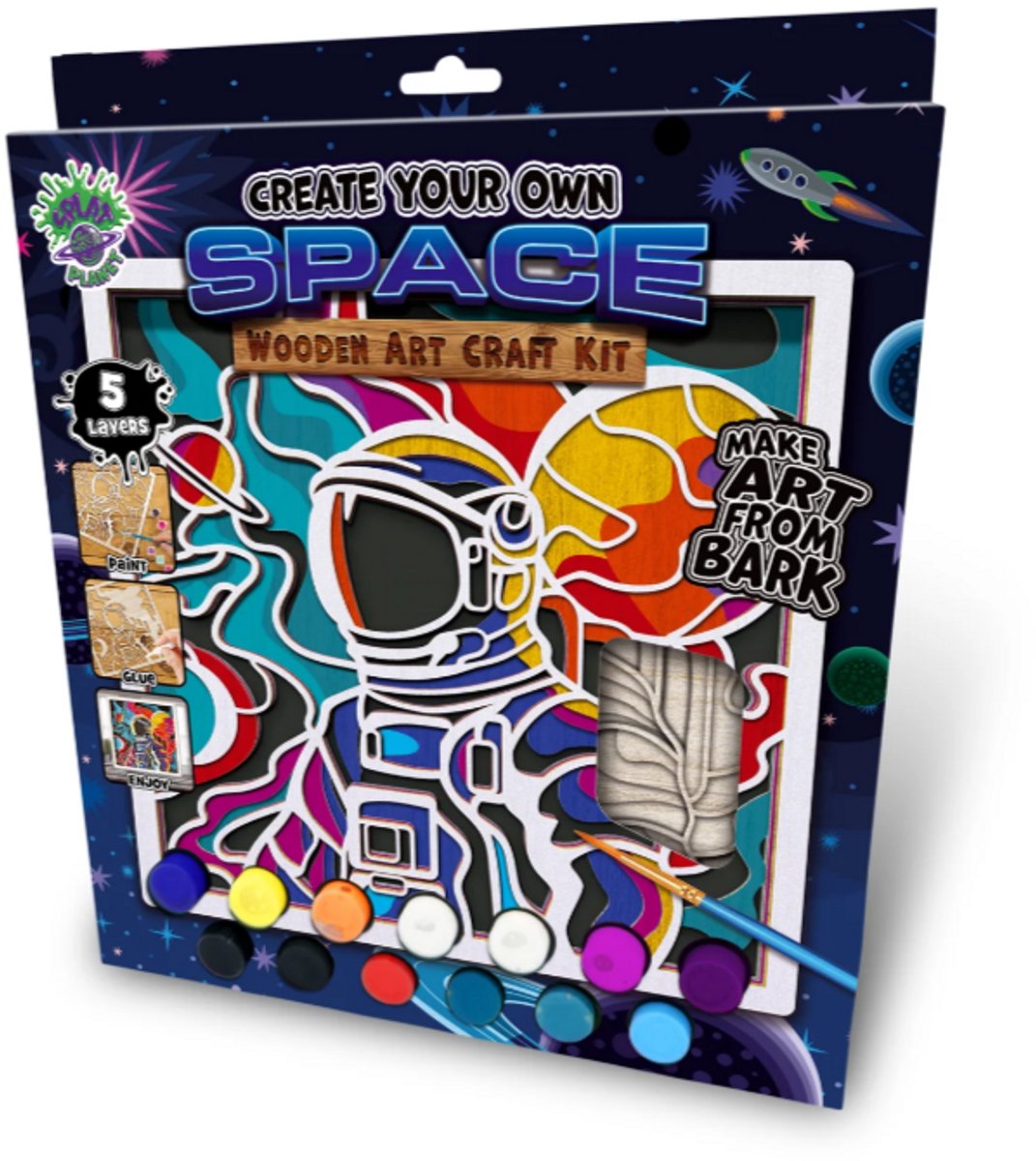 Splat Planet Wood Art Set Space 27 x 26 x 3,5 cm