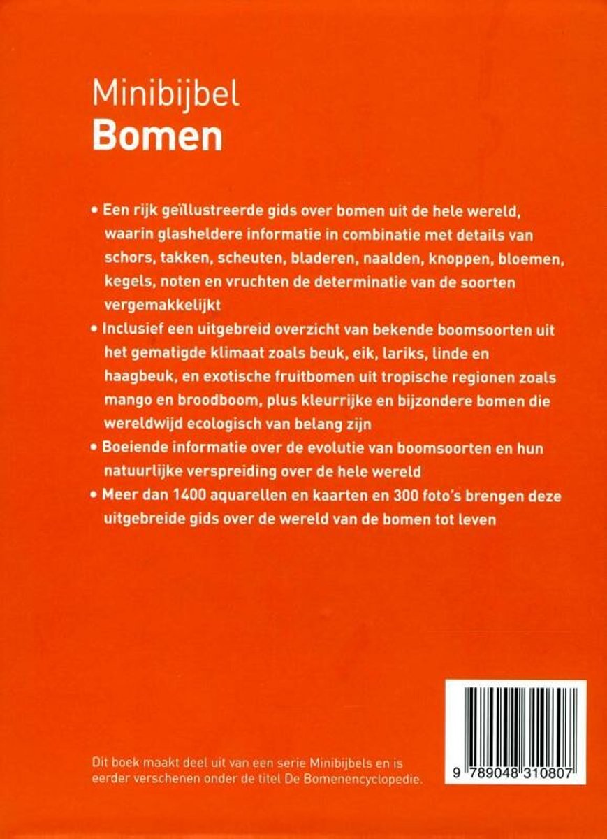 Boek kaft Minibijbel Bomen, met een illustration van een boom.