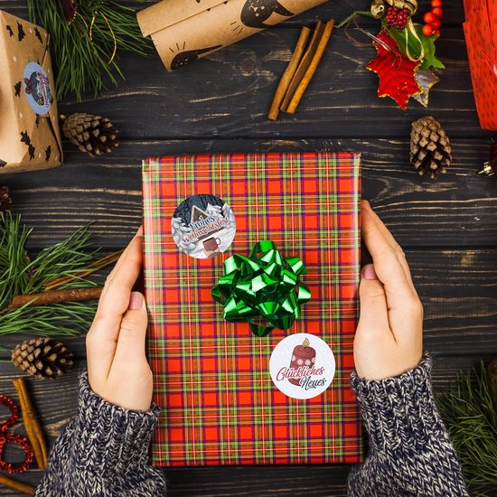 500 Ronde Kerststickers op Rol - Vrolijk Kerstmis Zelfklevende ...