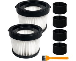 Twee sets vervangende HEPA-filters voor de DCV501HB en DCV5011H draadloze handstofzuigers. Inclusief 4 schuimrubberen filterhoezen en 1 borstel.