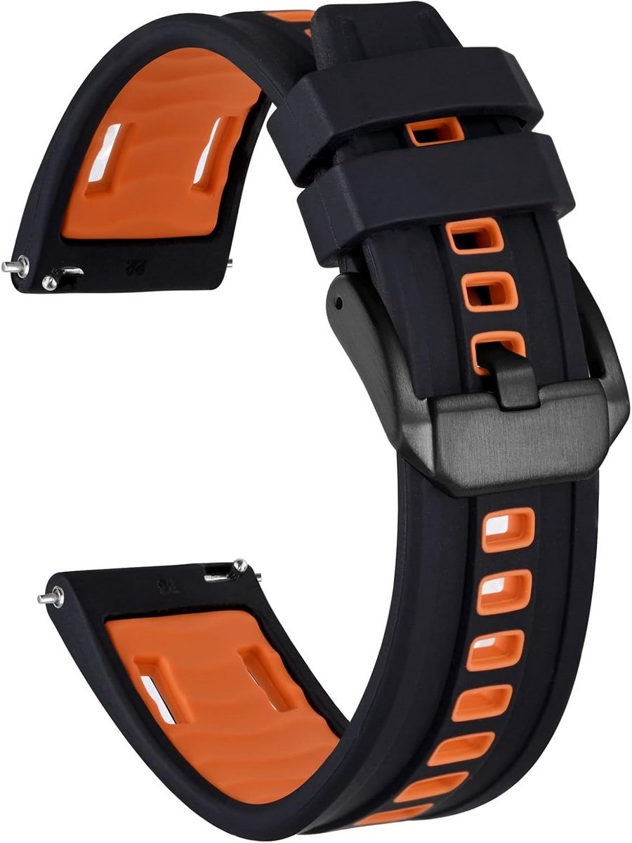 Tweekleurige Siliconen Horlogeband met Snelsluiting, Waterdicht en Sportief Vervangend Bandje (20mm 22mm 24mm)
