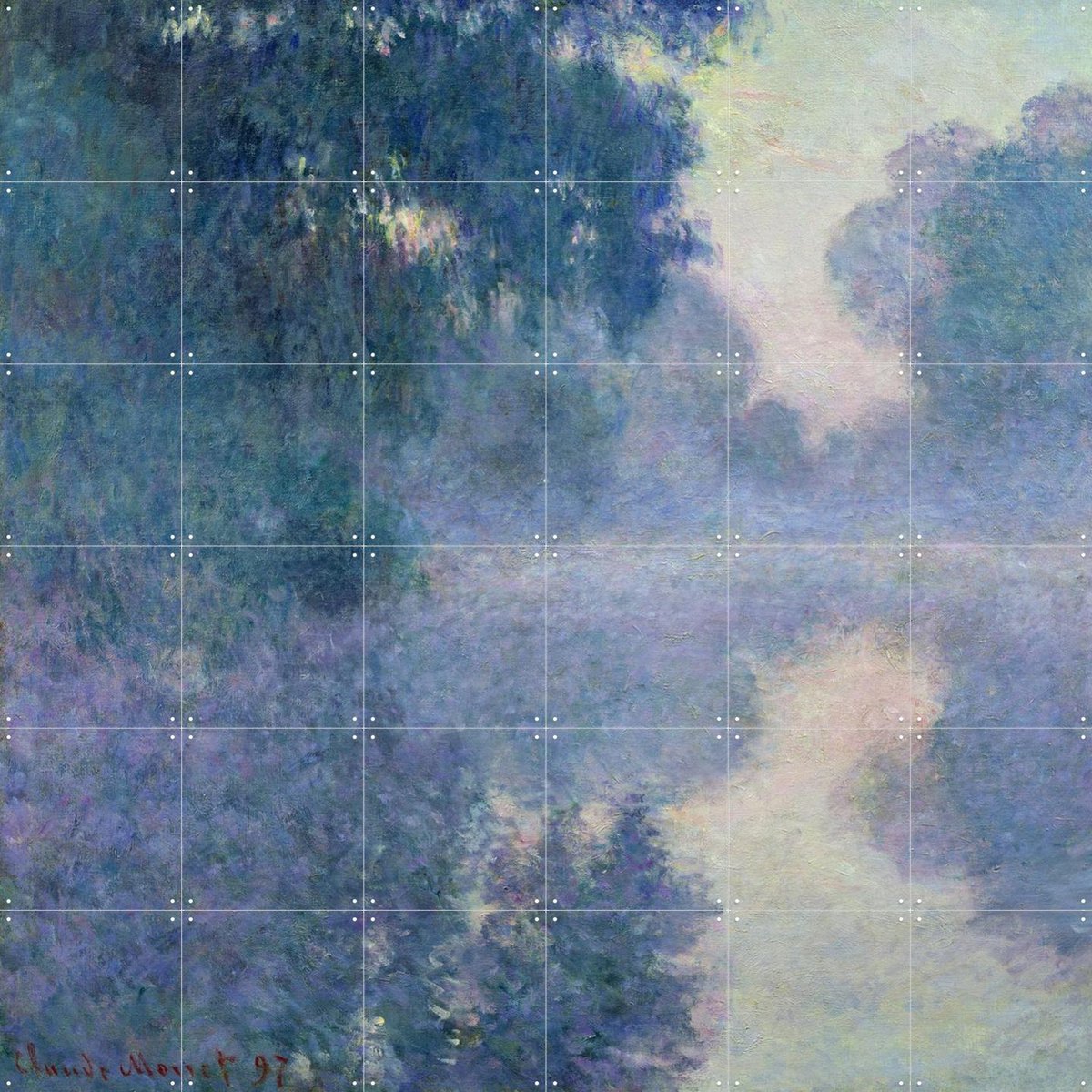 IXXI Branch of the Seine near Giverny, Claude Monet & Bridgeman Images - 120 x 120 cm - Gratis ophangtool - Grote wanddecoratie en posters - Klassiek