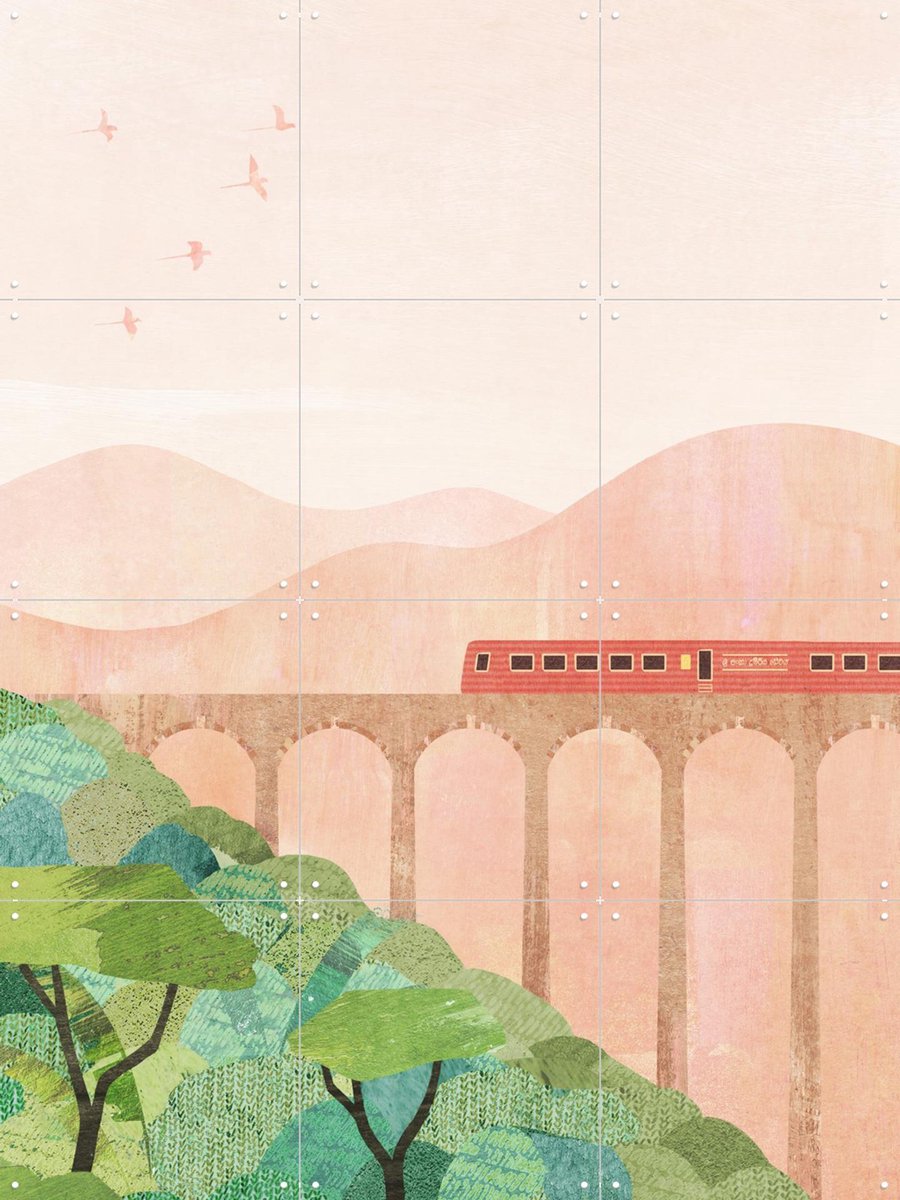 IXXI Nine Arch Bridge, Henry Rivers - 60 x 80 cm - Gratis ophangtool - Grote wanddecoratie en posters - Illustraties, Bergen