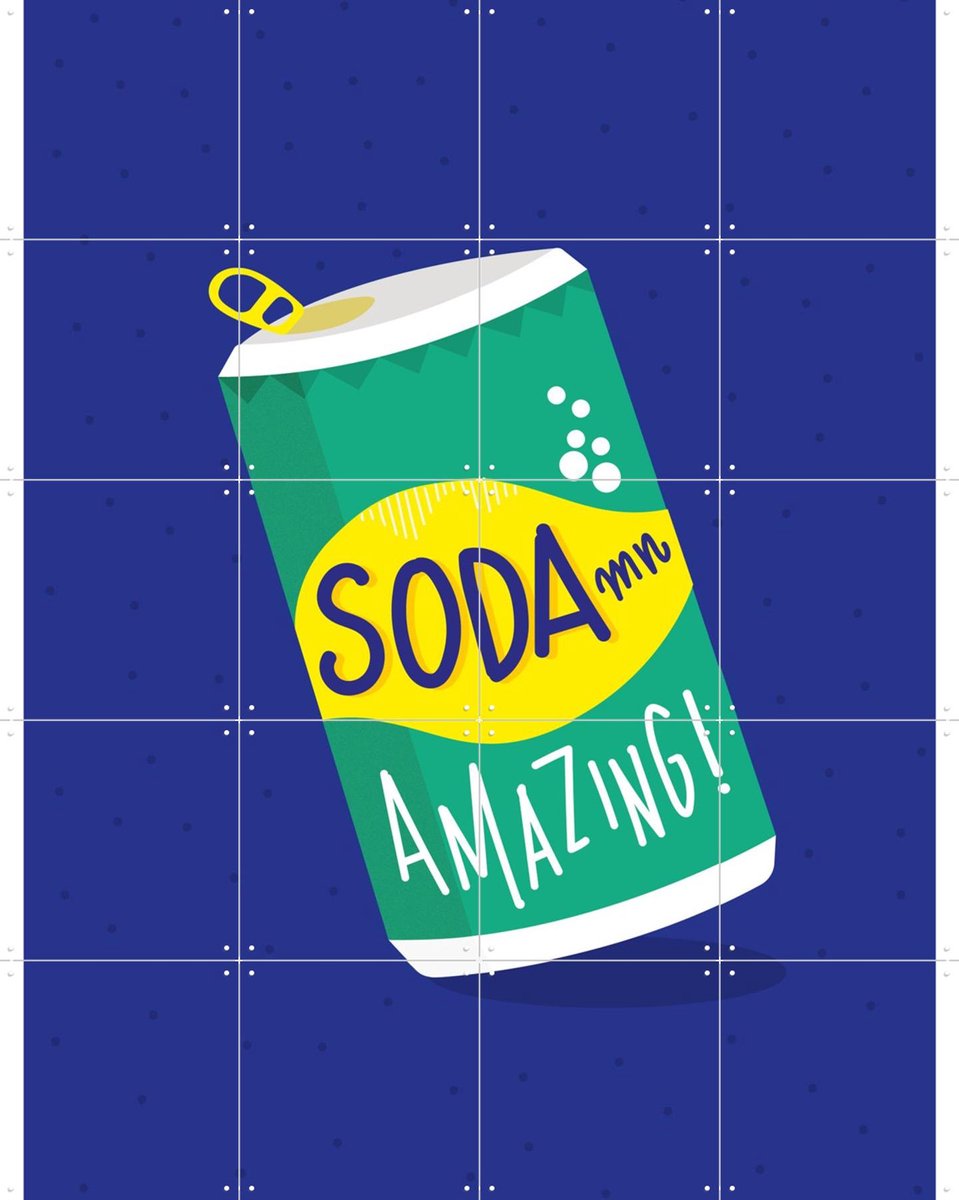IXXI Soda Mn Amazing, Jetske Kox - 80 x 100 cm - Gratis ophangtool - Grote wanddecoratie en posters - Kleurrijk, Pop art, Illustraties, Speels, Eten