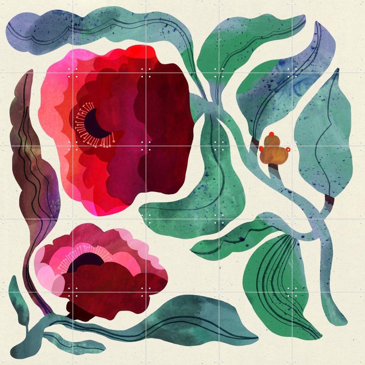 IXXI Collage Flower, Lena Addink - 100 x 100 cm - Gratis ophangtool - Grote wanddecoratie en posters - Collage, Digitale Kunst, Illustraties