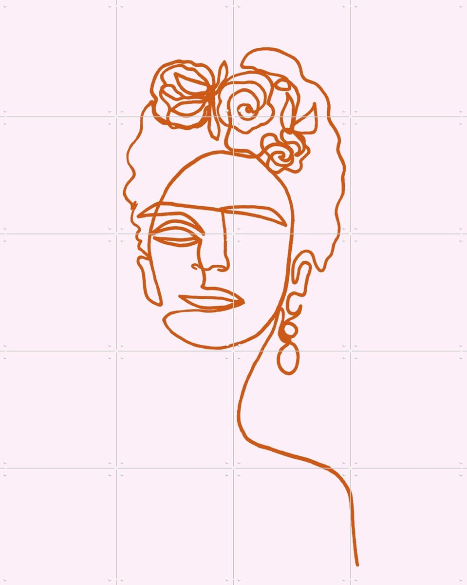 IXXI Frida Kahlo Pink, Julia Hariri - 80 x 100 cm - Gratis ophangtool - Grote wanddecoratie en posters - Kleurrijk, Line art, Grafisch Ontwerp