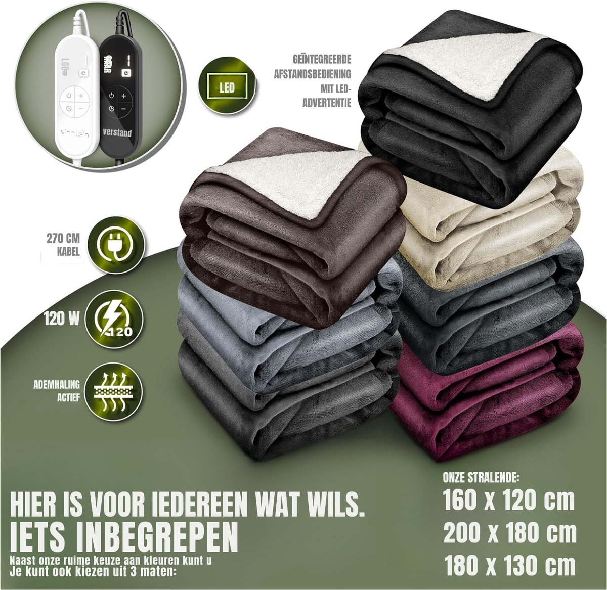 RWB® Elektrische Deken XXL - Elektrische Deken Extra Groot - Elektrische Deken thumbnail 4