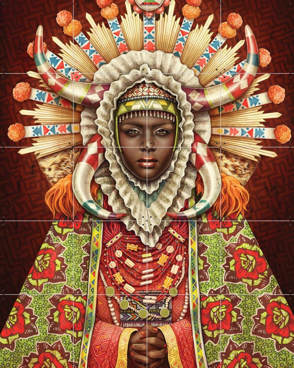 IXXI African Madonna, Studio Muti - 80 x 100 cm - Gratis ophangtool - Grote wanddecoratie en posters - Ornamenteel Ontwerp, Digitale Kunst