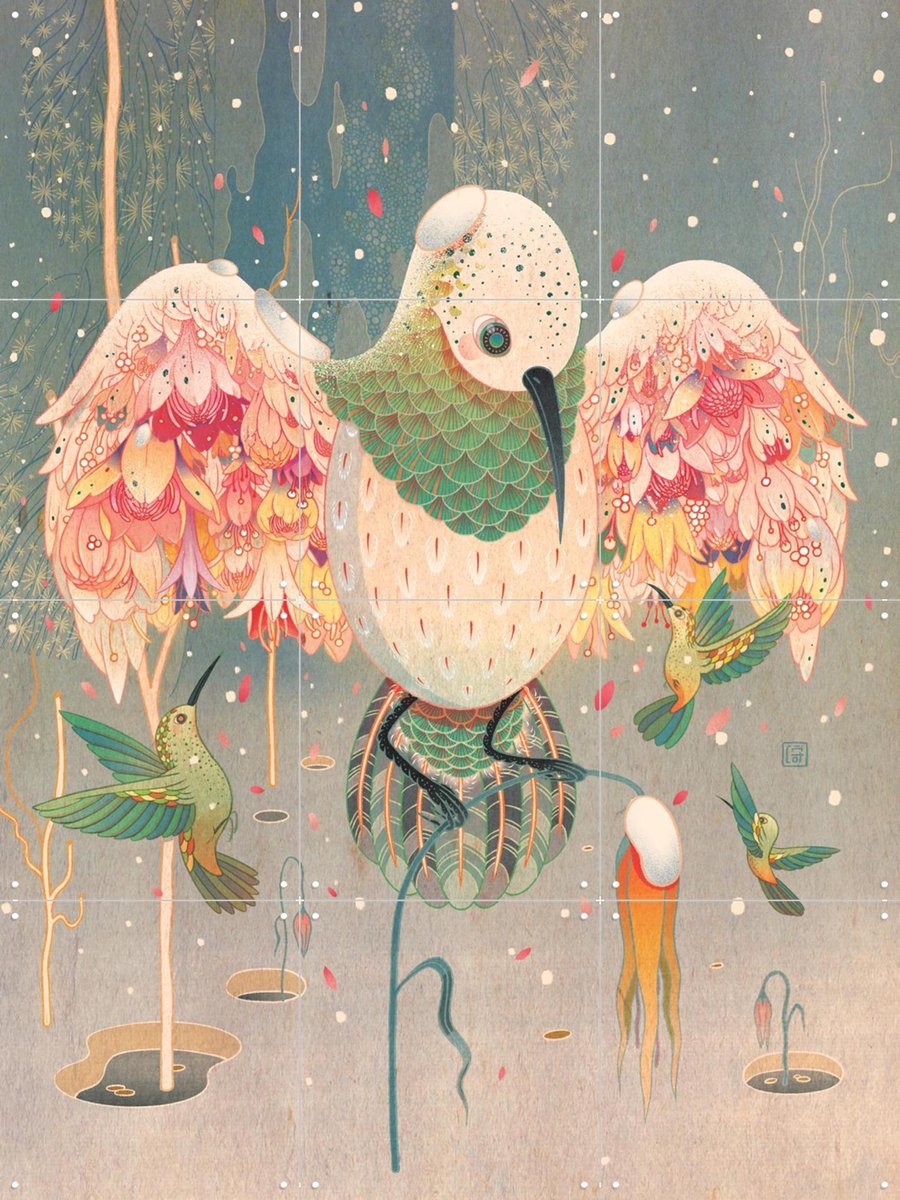 IXXI Mother, Victo Ngai - 60 x 80 cm - Gratis ophangtool - Grote wanddecoratie en posters - Speels, Grafisch Ontwerp, Fantasierijk, Illustraties
