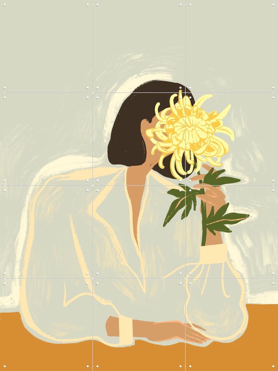 IXXI The Crysanthemum, Arty Guava - 60 x 80 cm - Gratis ophangtool - Grote wanddecoratie en posters - Illustraties, Speels, Digitale Kunst