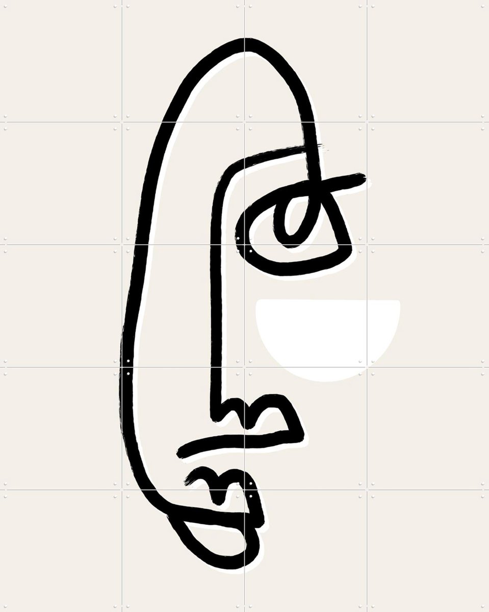 IXXI Moon Face, Bohomadic Studio - 80 x 100 cm - Gratis ophangtool - Grote wanddecoratie en posters - Illustraties, Line art, Abstract, Portretten
