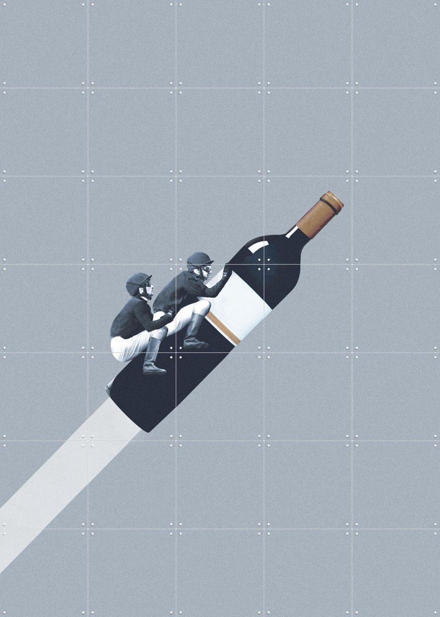 IXXI We ride until Dawn, Maarten Léon - 100 x 140 cm - Gratis ophangtool - Grote wanddecoratie en posters - Vintage, Minimalisme, Illustraties
