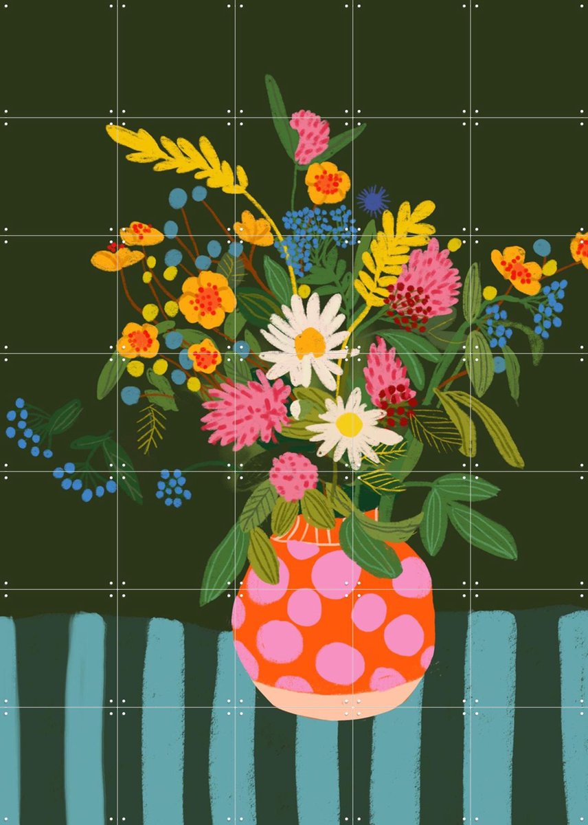 IXXI Bright flowers, Gigi Rosado - 100 x 140 cm - Gratis ophangtool - Grote wanddecoratie en posters - Illustraties, Grafisch Ontwerp, Kleurrijk