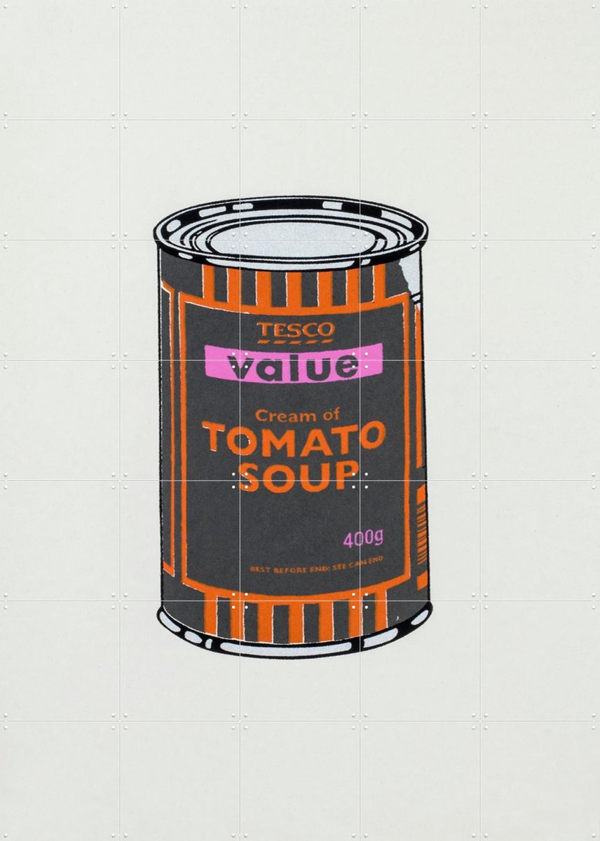 IXXI Tomato Soup Can III, Banksy - 100 x 140 cm - Gratis ophangtool - Grote wanddecoratie en posters - Pop art, Illustraties, Speels, Kleurrijk