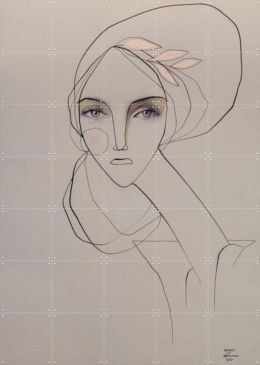 IXXI Flora, Lemholt N' Bergman - 100 x 140 cm - Gratis ophangtool - Grote wanddecoratie en posters - Line art, Illustraties, Portretten