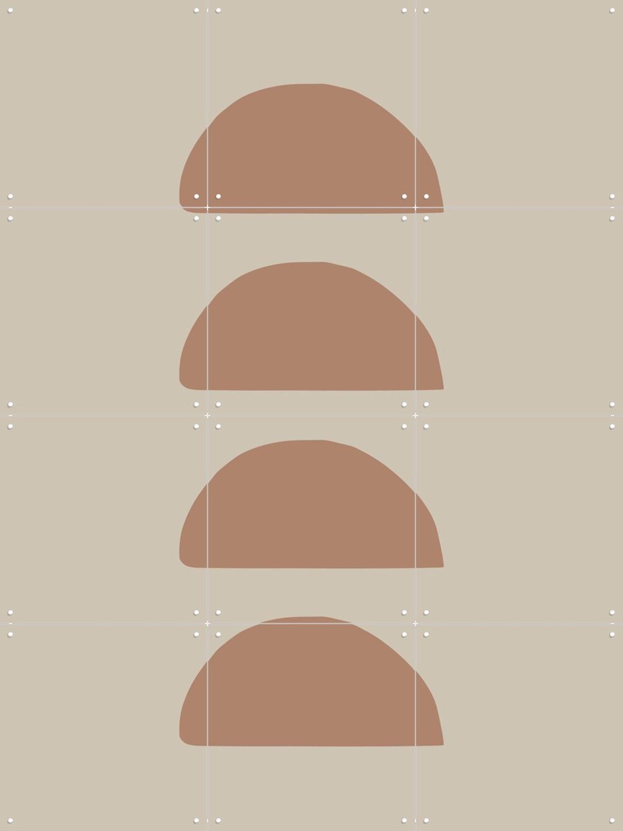 IXXI Geometric Mocha, Various - 60 x 80 cm - Gratis ophangtool - Grote wanddecoratie en posters - Grafisch Ontwerp, Kleurrijk, Abstract, Geometrische