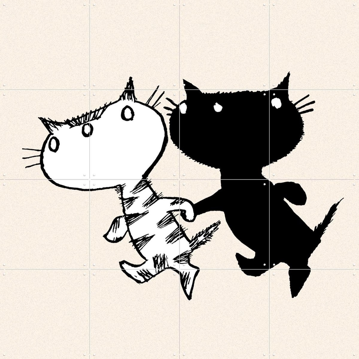 IXXI Pim & Pom 7, Fiep Westendorp - 80 x 80 cm - Gratis ophangtool - Grote wanddecoratie en posters - Speels, Cartoonesk, Illustraties, Line art