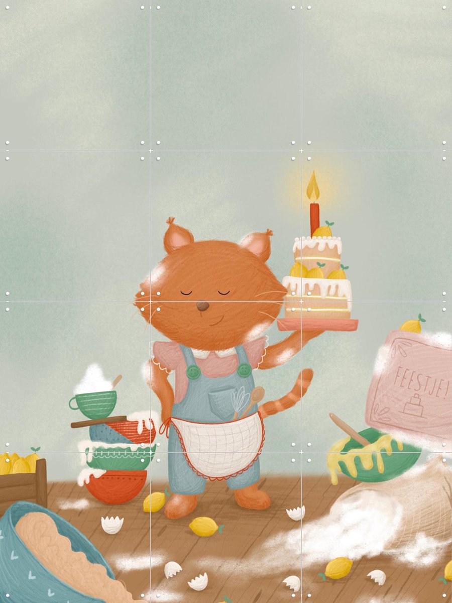 IXXI Cake Baker, Studio Phie - 60 x 80 cm - Gratis ophangtool - Grote wanddecoratie en posters - Cartoonesk, Speels, Illustraties, Kleurrijk