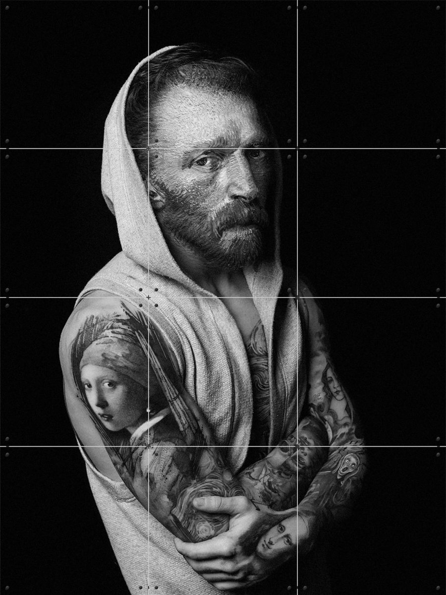 IXXI Van Gogh Tattoo, Paste in Place & Van Gogh 21st Century - 60 x 80 cm - Gratis ophangtool - Grote wanddecoratie en posters - Fotografie