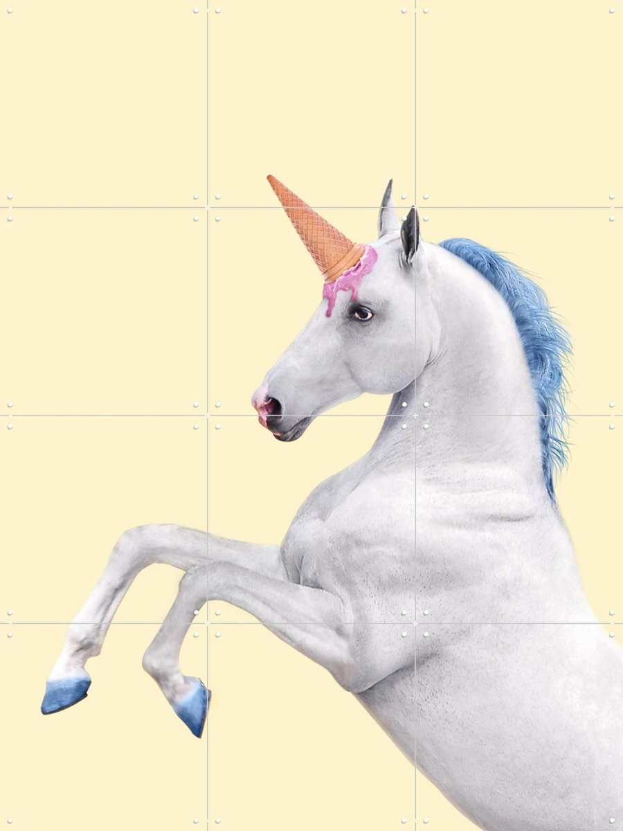 IXXI Unicorn, Paul Fuentes - 60 x 80 cm - Gratis ophangtool - Grote wanddecoratie en posters - Grafisch Ontwerp, Kleurrijk, Digitale Kunst